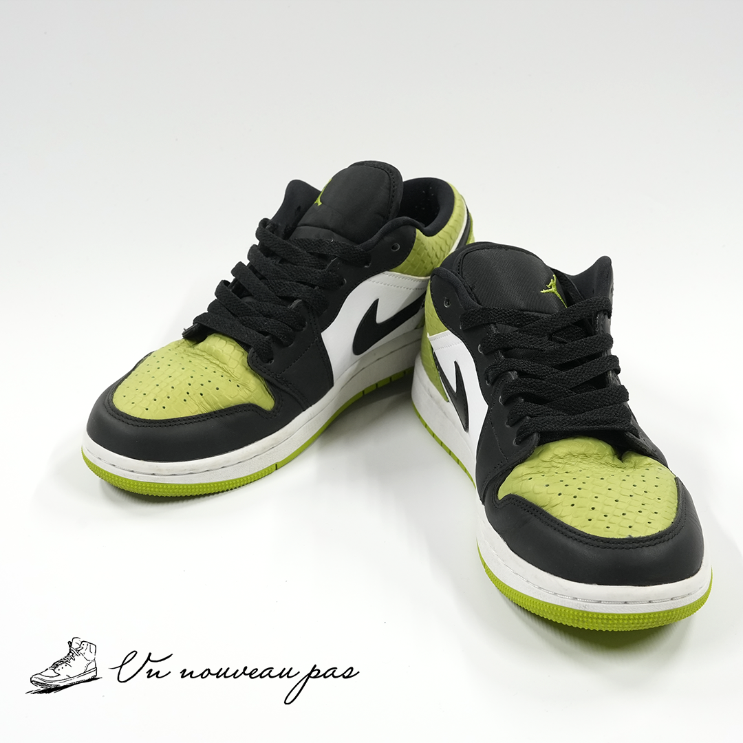 (中古)(DX4446 301)Nike Women's Air Jordan 1 Low "Vivid Green Snakeskin"
