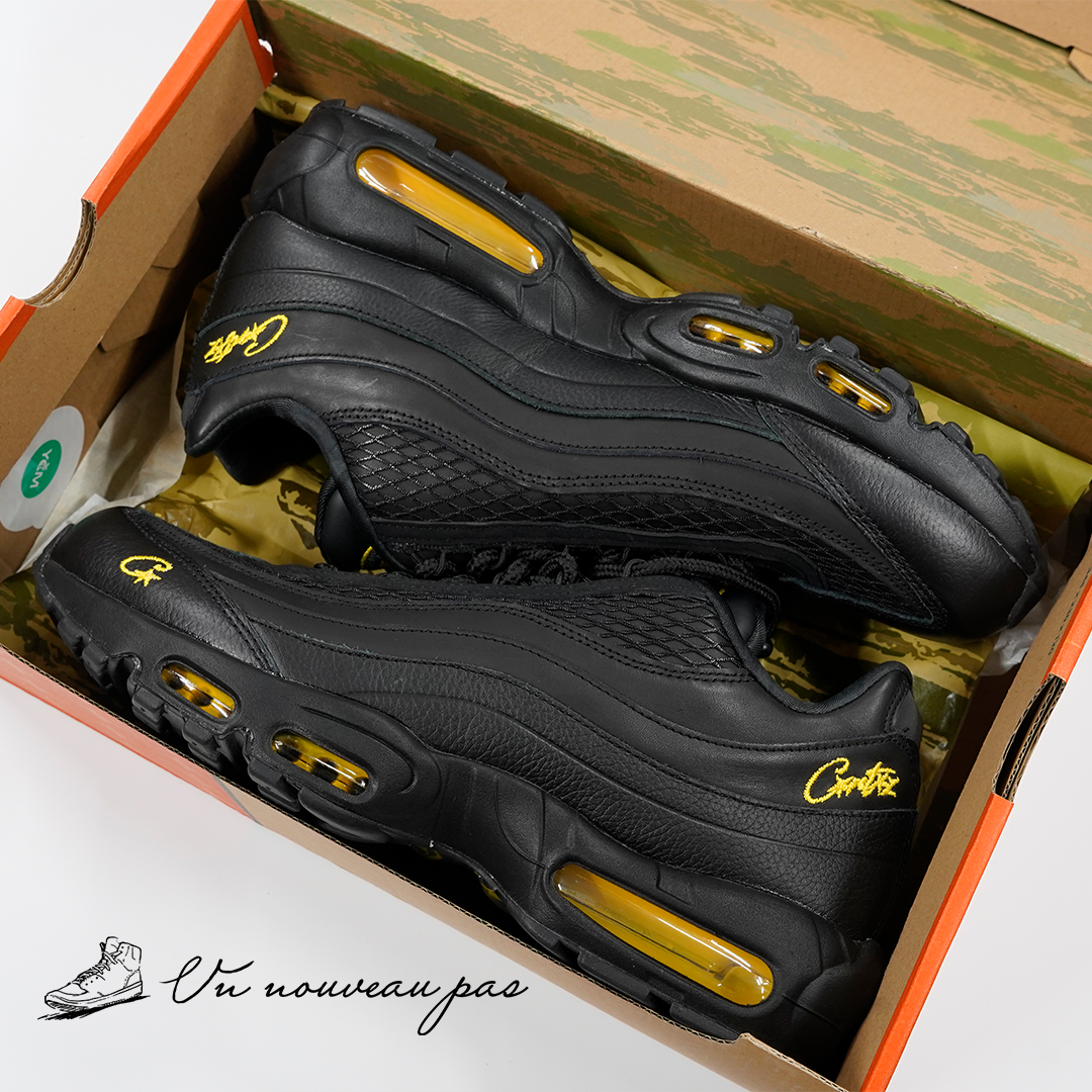 Corteiz × Nike Air Max 95 Black and Tour Yellow（美中古）