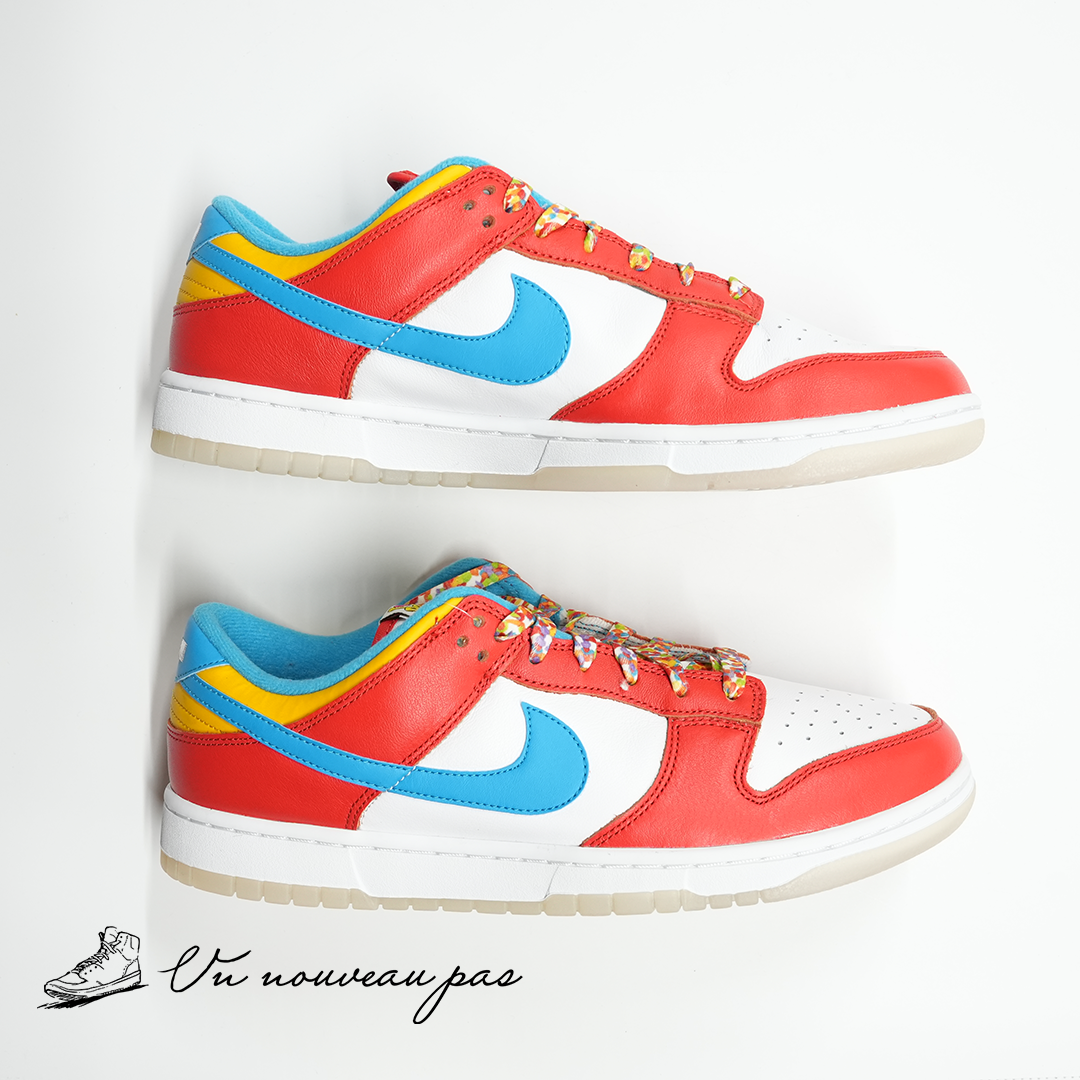 (DH8009 600)FRUiTY PEBBLES™ × Nike Dunk Low QS Habanero RedDark SulfurLaser Blue