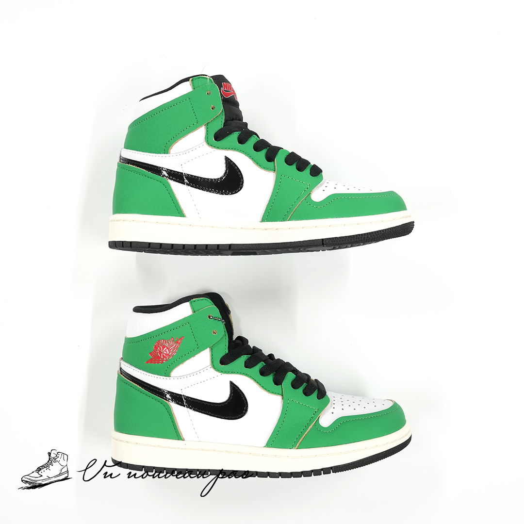 Nike Women's Air Jordan 1 High OG Lucky GreenWhite-Sail-Black(美中古）