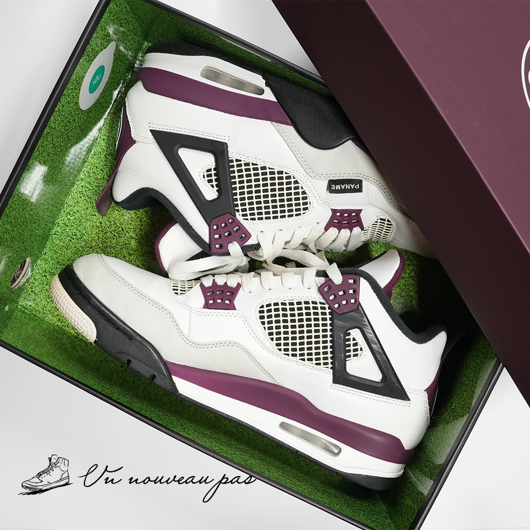 （中古）（CZ5624 100）Paris Saint-Germain (PSG) × Nike Air Jordan 4 Retro WhiteBlack-Metallic Gold-Bordeaux
