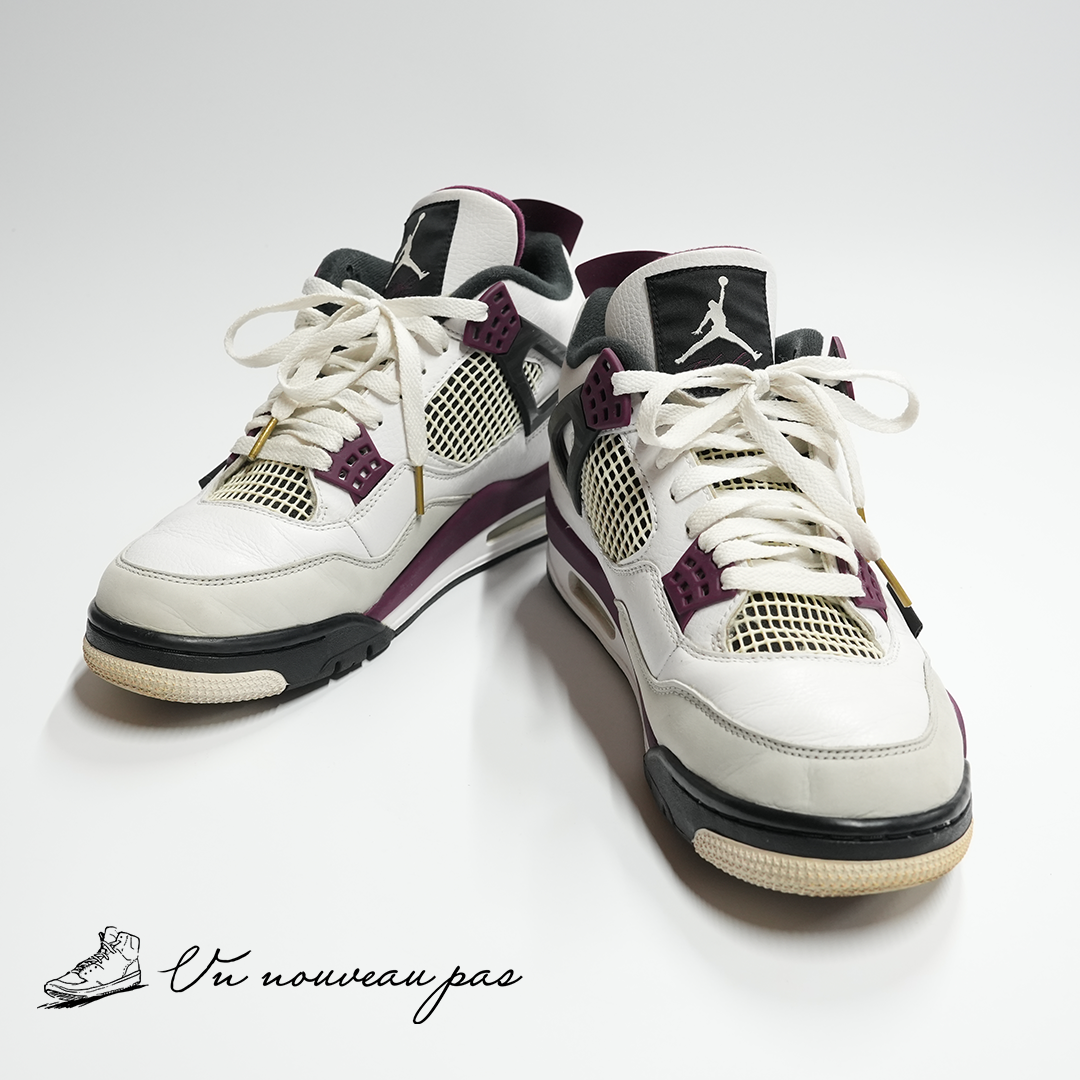 （中古）（CZ5624 100）Paris Saint-Germain (PSG) × Nike Air Jordan 4 Retro WhiteBlack-Metallic Gold-Bordeaux