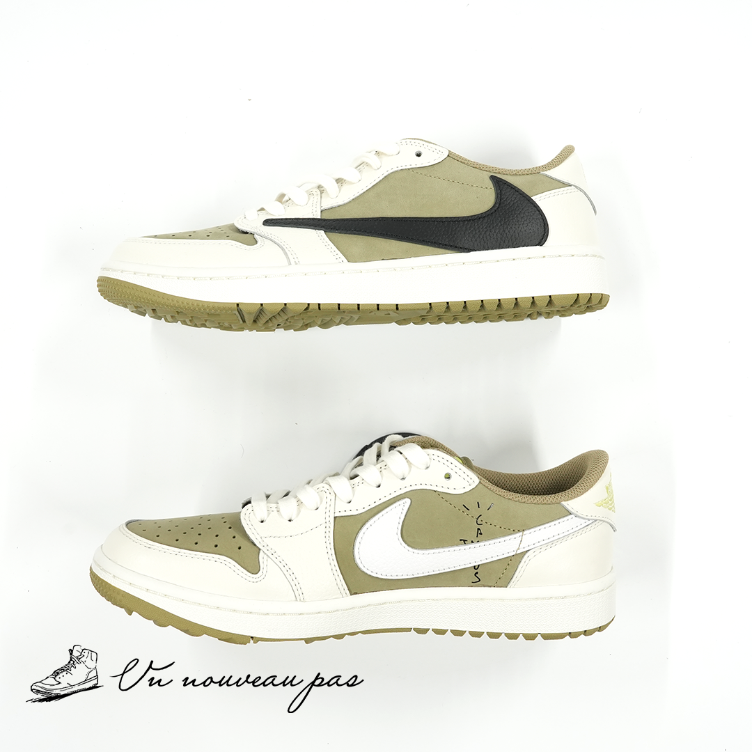 （FZ3124 200）Travis Scott × Nike Air Jordan 1 Low Golf NRG "Neutral Olive"