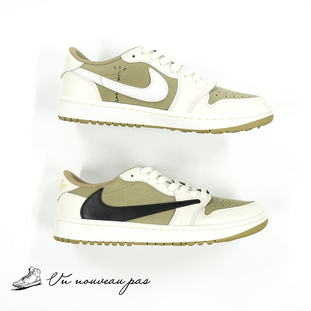 （FZ3124 200）Travis Scott × Nike Air Jordan 1 Low Golf NRG "Neutral Olive"