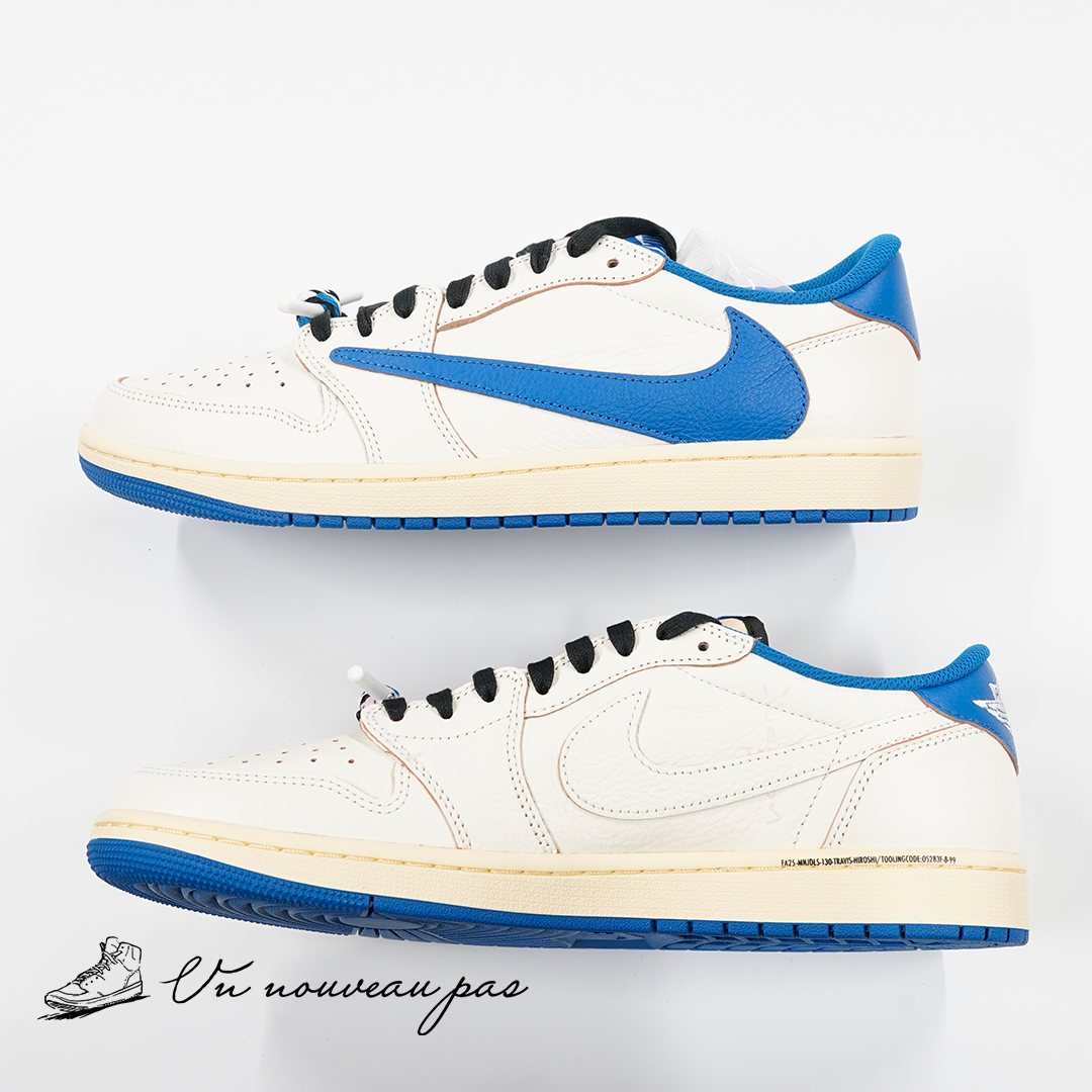 Travis Scott × fragment design × Nike Air Jordan 1 Low OG SailMilitary Blue