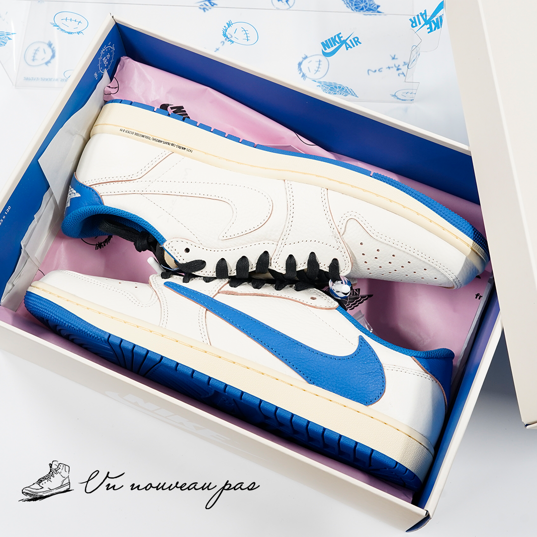 Travis Scott × fragment design × Nike Air Jordan 1 Low OG SailMilitary Blue